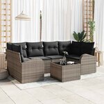 vidaXL Ensemble de canapé de jardin 7 Pièces Gris 55 x 55 x 37 cm