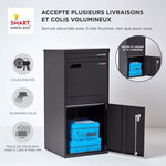Boîte à colis Extra Large Noir 2 portes Acier galvanisé SMART PARCEL BOX™