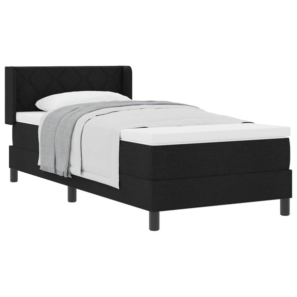 vidaXL Lit à ressorts avec tête de lit Noir 190 x 90 cm tissu