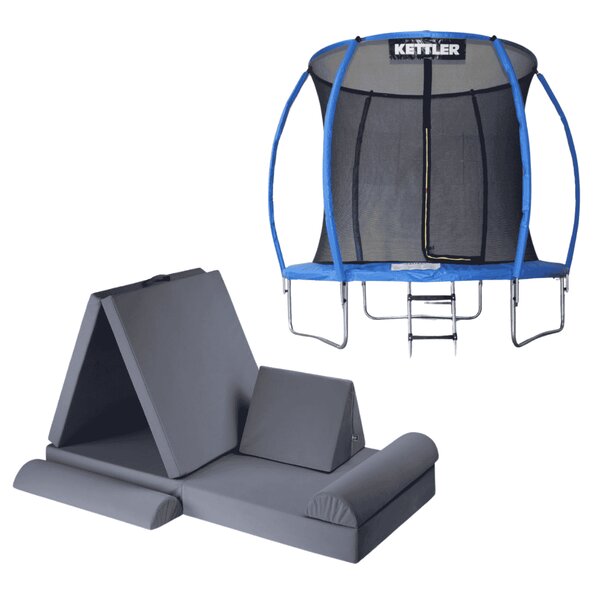 Pack Saut  and  Détente : Trampoline JUMP 244 + Canapé enfant KREATY (gris)