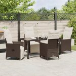 vidaXL Ensemble de jardin de 5 pièces avec coussins en poly rotin marron