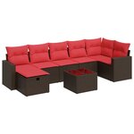 vidaXL Salon de jardin 8 Pièces avec coussins marron résine tressée