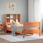 vidaXL Lit bibliothèque sans matelas cire marron 90x190 cm pin massif