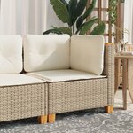 vidaXL Canapé d'angle de jardin avec coussins beige résine tressée