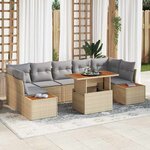 vidaXL Ensemble de canapé de jardin 8 Pièces Beige Poly rotin