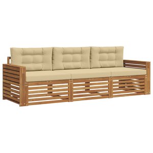 vidaXL Ensemble de canapés d'extérieur 3 Pièces Naturel et Beige
