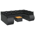 vidaXL Salon de jardin 10 Pièces avec coussins noir résine tressée