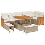 vidaXL Ensemble de canapé de jardin avec coussin 9 Pièces Beige et crème