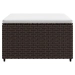 vidaXL Repose-pied de jardin avec coussin marron résine tressée