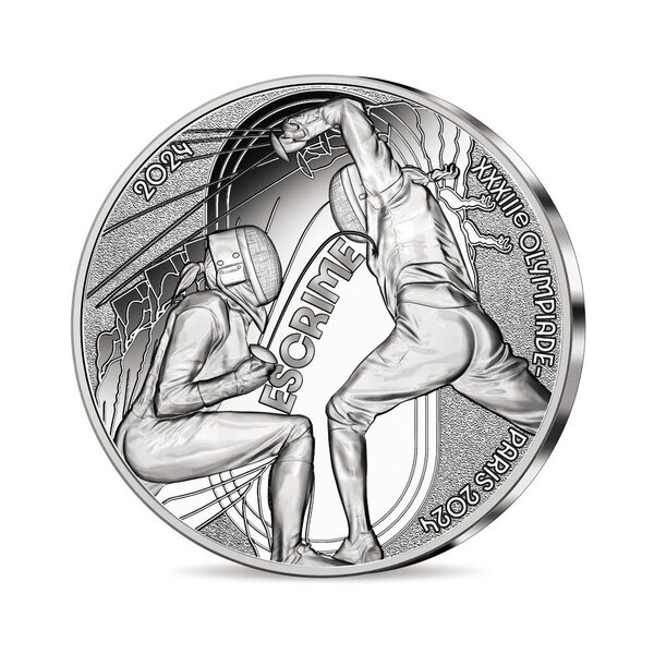 Jeux Olympiques de Paris 2024 Monnaie de 10€ Argent - Sports Escrime