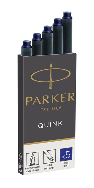 PARKER Quink 5 cartouches longues pour Stylo plume encre bleue