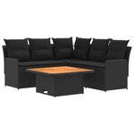 vidaXL Ensembles de meubles avec oreiller 4 Pièces Noir Rotin PE