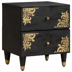 vidaXL Cabinet de chevet Noir 40 x 33 x 46 cm Bois de mangue massif