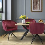 Chaise de salle a manger - Velours bordeaux - L 61,5 x P 61 x H 79,5 cm - MANON