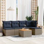 vidaXL Salon de jardin 6 Pièces avec coussins gris résine tressée