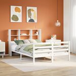 vidaXL Lit bibliothèque sans matelas blanc 160x200 cm bois pin massif