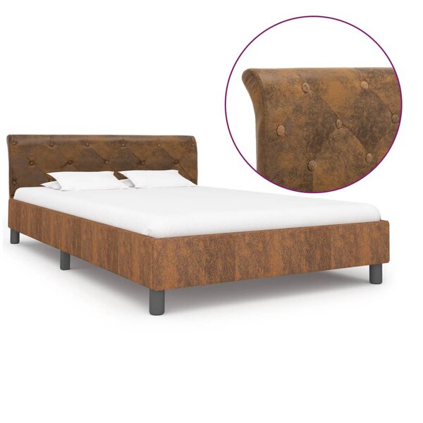 vidaXL Cadre de lit Marron Similicuir daim 140 x 200 cm