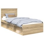 vidaXL Cadre de lit avec tête de lit Sonoma 90 x 190 cm Pin massif