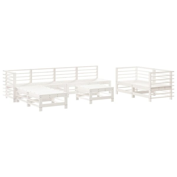 vidaXL Salon de jardin 9 Pièces Blanc Bois de pin massif