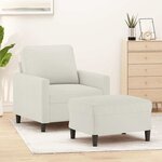 vidaXL Fauteuil avec repose-pied Crème 60 cm Velours