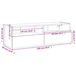 vidaXL Meuble TV mural noir 100x30x30 cm bois d'ingénierie