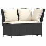 vidaXL Salon de jardin 4 Pièces avec coussins forme L noir résine tressée