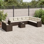 vidaXL Salon de jardin et coussins 11 Pièces marron résine tressée