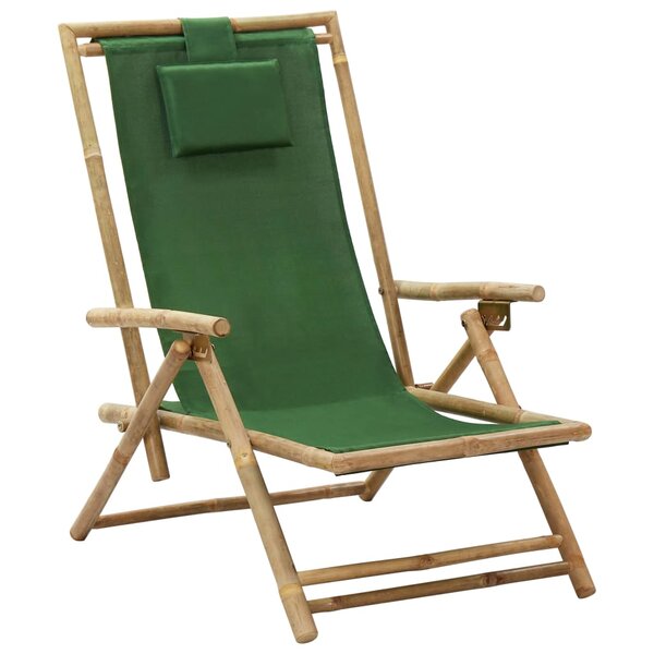 vidaXL Chaise de relaxation inclinable Vert Bambou et tissu