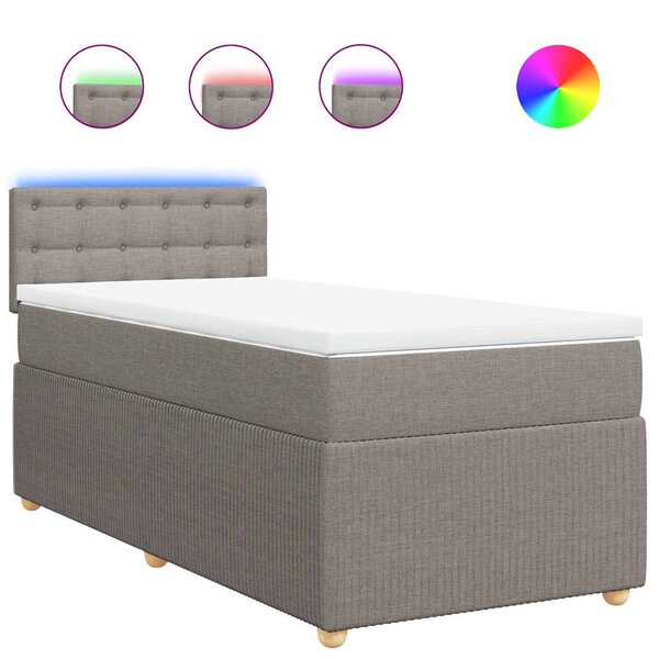 vidaXL Sommier à lattes de lit avec matelas Taupe 100x200 cm Tissu