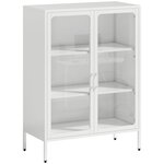 Armoire de bureau 80 x 40 x 110 cm étagères réglables rangement pratique style industriel contemporain en acier blanc 21_0006407