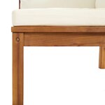 vidaXL Canapé d'angle sectionnel et coussin blanc crème Bois d'acacia