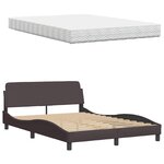 vidaXL Lit avec matelas marron foncé 140x200 cm tissu