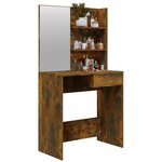 vidaXL Coiffeuse avec miroir Chêne fumé 74 5x40x141 cm