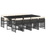 vidaXL Ensemble à manger de jardin 9Pièces coussins noir résine tressée