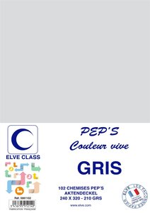 Pqt de 102 Chemises 210 g 240 x 320 mm PEP'S Coloris Vifs Gris ELVE