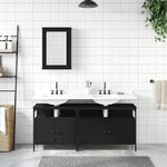 vidaXL Ensemble de meubles salle de bain 3 Pièces noir bois d'ingénierie