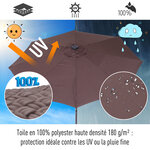 Parasol lumineux octogonal inclinable Ø 2 75 x 2 33 m parasol LED solaire métal polyester haute densité 180 g/m² chocolat