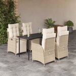 vidaXL Ensemble à manger de jardin avec coussins 5Pièces Beige poly rotin