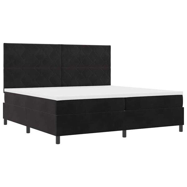 vidaXL Lit à ressorts avec matelas Noir 200 x 200 cm Velours