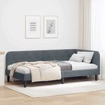 vidaXL Cadre de lit d'angle Gris foncé 90 x 200 cm Velours