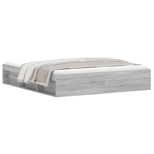 vidaXL Cadre de lit sonoma gris 180x200 cm super king
