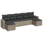 vidaXL Salon de jardin avec coussins 7 Pièces gris clair résine tressée