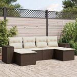 vidaXL Salon de jardin avec coussins 6 Pièces marron résine tressée