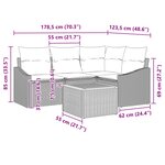 vidaXL Ensemble de canapé de jardin avec coussin 5 Pièces Noir polyrotin