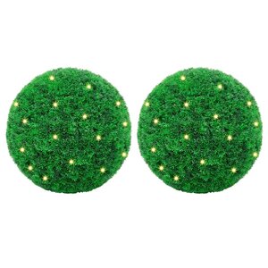 vidaXL Boules de buis artificielles avec lumières LED 2 Pièces vert 27 cm