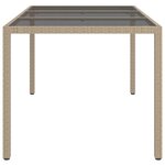 vidaXL Table de jardin 150x90x75 cm Verre trempé/résine tressée Beige