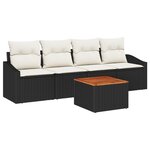 vidaXL Ensemble de Canapés de Jardin de 5 Pièces avec Coussins en Rotin Noir