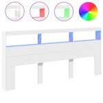 vidaXL Armoire tête de lit avec LED blanc 220x17x102 cm