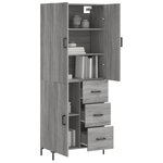 vidaXL Buffet haut Sonoma gris 69 5x34x180 cm Bois d'ingénierie