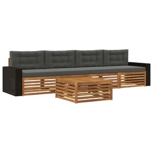 vidaXL Ensemble de canapés d'extérieur 5 Pièces Naturel et Anthracite